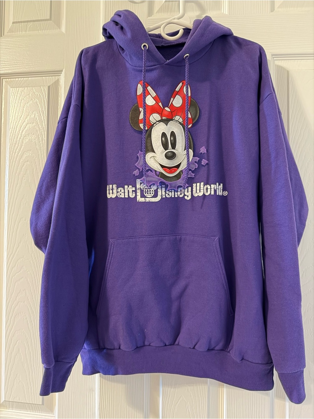 Hanes Purple Pullover Hoodie with Red & White Bow Graphic
